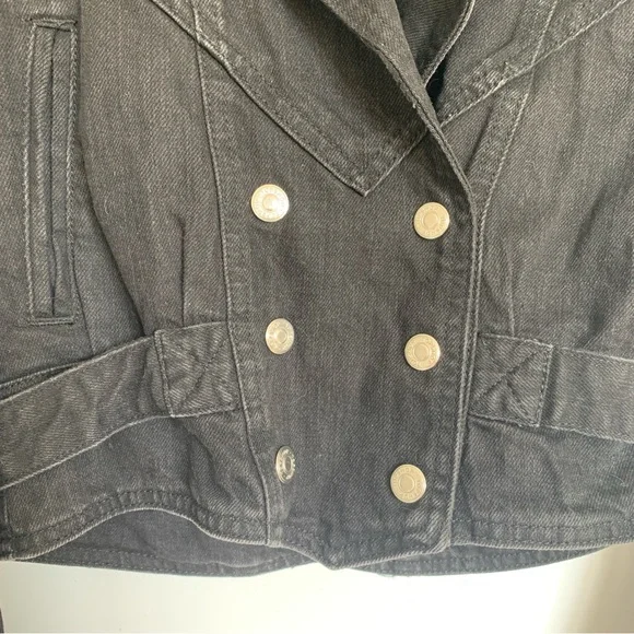 TOPSHOP BLACK DENIM BIKER JACKET - Picture 5 of 9